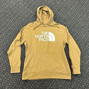The North Face Men's Mustard Crewneck Hoodie with White Logo